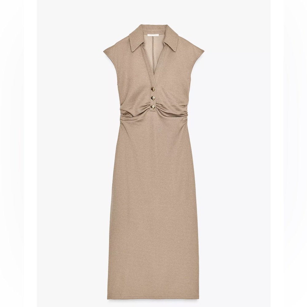 Zara Elegant Tan Midi Dress - Picture 7 of 11